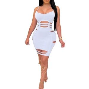 Solid Mini Dress Lace Up Hollow Out Halter Dress